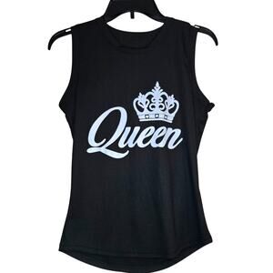 Black "QUEEN" Crown Muscle Shirt Size Large - NO FLAWS! 0102